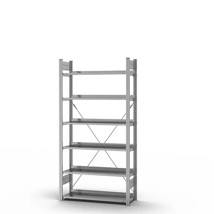 Proregal Aktenregal MAGNUS Stecksystem - H x B x T: 200 x 100 x 30 cm, Traglast pro Boden: 60 kg, Anzahl Böden: 6 Stk., Stecken, Verzinkt