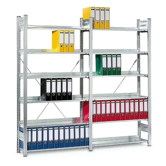 Proregal Aktenregal MAGNUS Stecksystem - H x B x T: 200 x 100 x 30 cm, Traglast pro Boden: 60 kg, Anzahl Böden: 6 Stk., Stecken, Verzinkt
