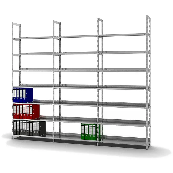 Proregal Aktenregal MAGNUS Schraubsystem - H x B x T: 255 x 100 x 30 cm, Traglast pro Boden: 60 kg, Anzahl Böden: 7 Stk., Schrauben, Verzinkt