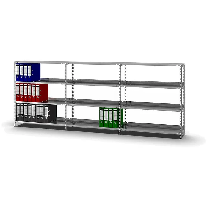 Proregal Aktenregal MAGNUS Schraubsystem - H x B x T: 115 x 100 x 30 cm, Traglast pro Boden: 60 kg, Anzahl Böden: 4 Stk., Schrauben, Verzinkt