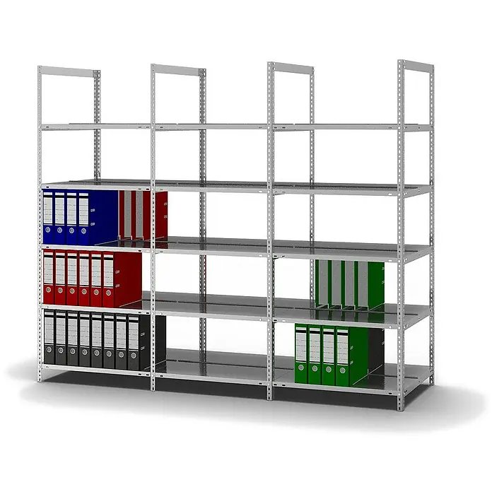 Proregal Aktenregal MAGNUS Schraubsystem - H x B x T: 185 x 75 x 60 cm, Traglast pro Boden: 90 kg, Anzahl Böden: 5 Stk., Schrauben, Verzinkt