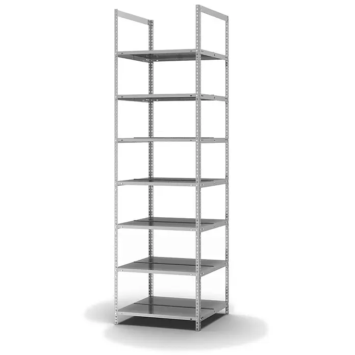 Proregal Aktenregal MAGNUS Schraubsystem - H x B x T: 255 x 75 x 60 cm, Traglast pro Boden: 90 kg, Anzahl Böden: 7 Stk., Schrauben, Verzinkt