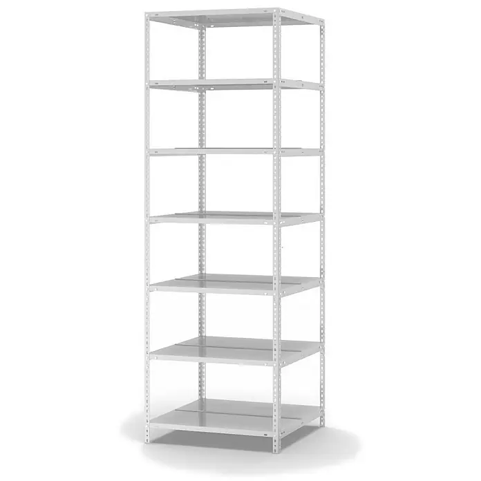 Proregal Aktenregal MAGNUS Schraubsystem - H x B x T: 220 x 75 x 60 cm, Traglast pro Boden: 90 kg, Anzahl Böden: 7 Stk., Schrauben, Lichtgrau