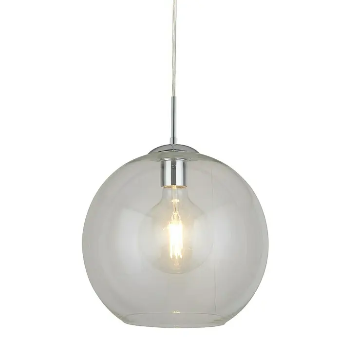 Searchlight Pendelleuchte Balls - 60 W, L x B x H: 25 x 25 x 33 cm, Glas, Chrom, E27 - Elegante Glaskugel-Pendelleuchte mit Chromdetails und warmem Licht, ideal für moderne Wohnräume.
