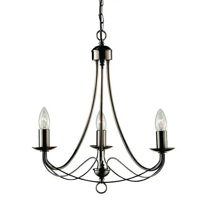 Searchlight Pendelleuchte Maypole - 60 W, L x B x H: 46 x 46 x 50 cm, Messing, E14 - Elegante Deckenleuchte mit drei Armen und Kerzenlampen für eine stilvolle Beleuchtung im Raum. Klassisches Design für Wohn- und Esszimmer.