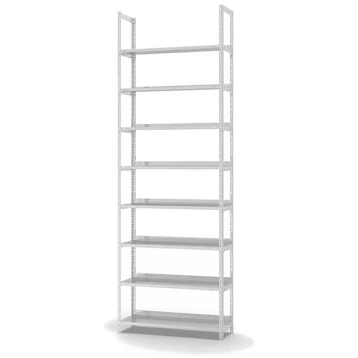 Proregal Aktenregal MAGNUS Schraubsystem - H x B x T: 290 x 100 x 30 cm, Traglast pro Boden: 60 kg, Anzahl Böden: 8 Stk., Schrauben, Lichtgrau