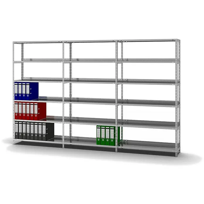 Proregal Aktenregal MAGNUS Schraubsystem - H x B x T: 185 x 100 x 30 cm, Traglast pro Boden: 60 kg, Anzahl Böden: 6 Stk., Schrauben, Verzinkt