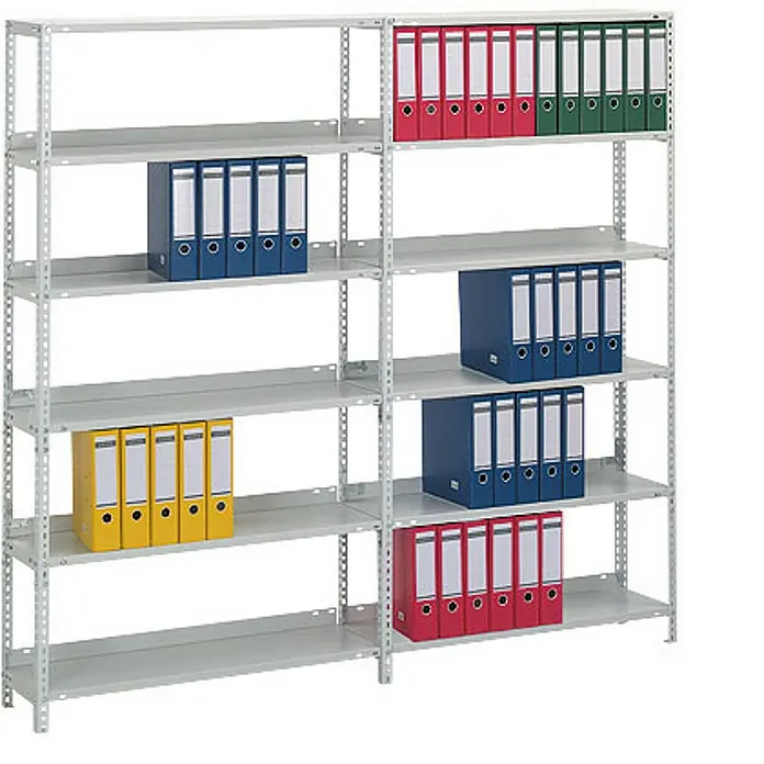 Proregal Aktenregal MAGNUS Schraubsystem - H x B x T: 185 x 100 x 30 cm, Traglast pro Boden: 60 kg, Anzahl Böden: 6 Stk., Schrauben, Verzinkt