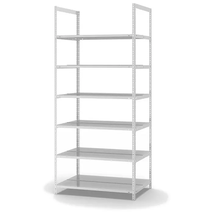 Proregal Aktenregal MAGNUS Schraubsystem - H x B x T: 220 x 100 x 60 cm, Traglast pro Boden: 90 kg, Anzahl Böden: 6 Stk., Schrauben, Lichtgrau