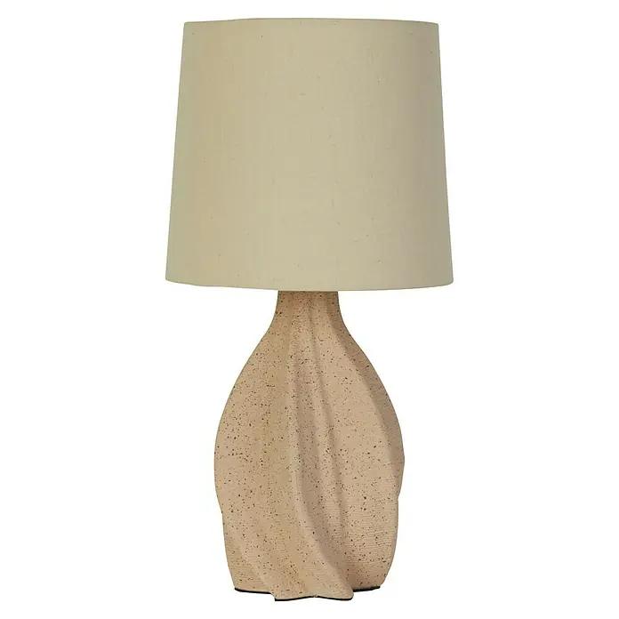Searchlight Tischleuchte Twist - 60 W, L x B x H: 23 x 23 x 46 cm, Beige, E14 - Elegante Tischleuchte mit cremefarbenem Schirm und gedrehtem, sandfarbenem Sockel. Ideal für stilvolle Akzente in jedem Raum.
