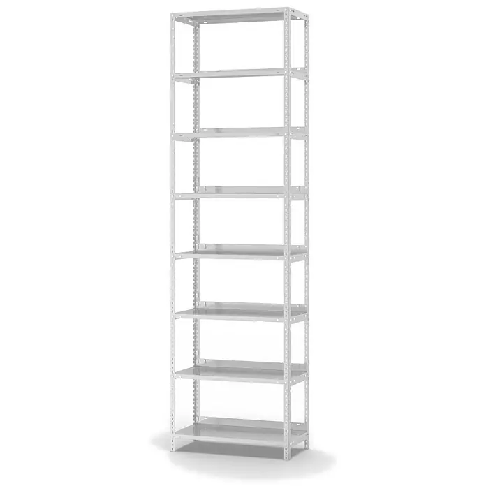 Proregal Aktenregal MAGNUS Schraubsystem - H x B x T: 255 x 75 x 30 cm, Traglast pro Boden: 60 kg, Anzahl Böden: 8 Stk., Schrauben, Lichtgrau