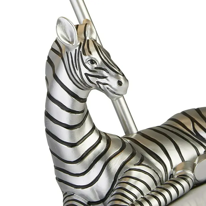 Searchlight Tischleuchte Zebra - 7 W, L x B x H: 20 x 20 x 35 cm, Silber, Schwarz, E27 - Die silberfarbene Zebrafigur mit schwarzen Streifen liegt anmutig da und zieht alle Blicke auf sich. Eine stilvolle Dekoration für jedes Zuhause.