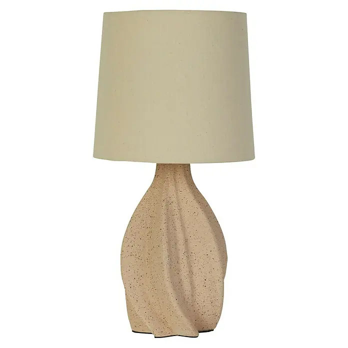 Searchlight Tischleuchte Twist - 60 W, L x B x H: 23 x 23 x 46 cm, Beige, E14 - Beige Tischlampe mit einem strukturierten, spiralförmigen Sockel und einem schlichten Lampenschirm, ideal für eine sanfte Beleuchtung.