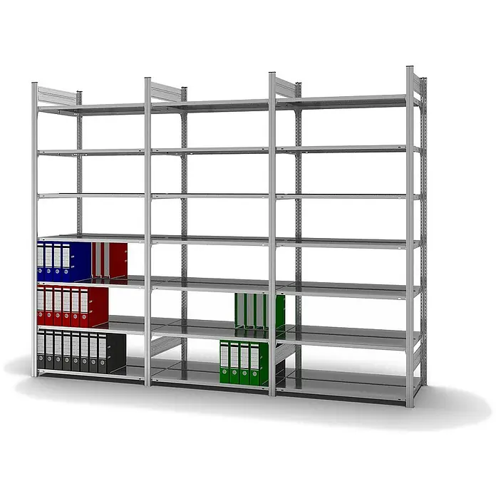 Proregal Aktenregal MAGNUS Stecksystem - H x B x T: 235 x 100 x 60 cm, Traglast pro Boden: 90 kg, Anzahl Böden: 7 Stk., Stecken, Verzinkt
