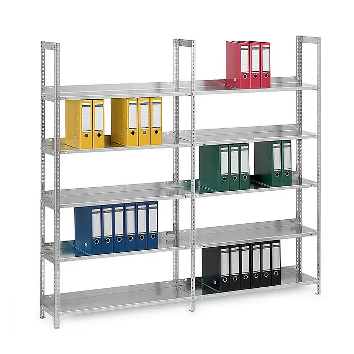 Proregal Aktenregal MAGNUS Schraubsystem - H x B x T: 220 x 75 x 30 cm, Traglast pro Boden: 60 kg, Anzahl Böden: 6 Stk., Schrauben, Verzinkt