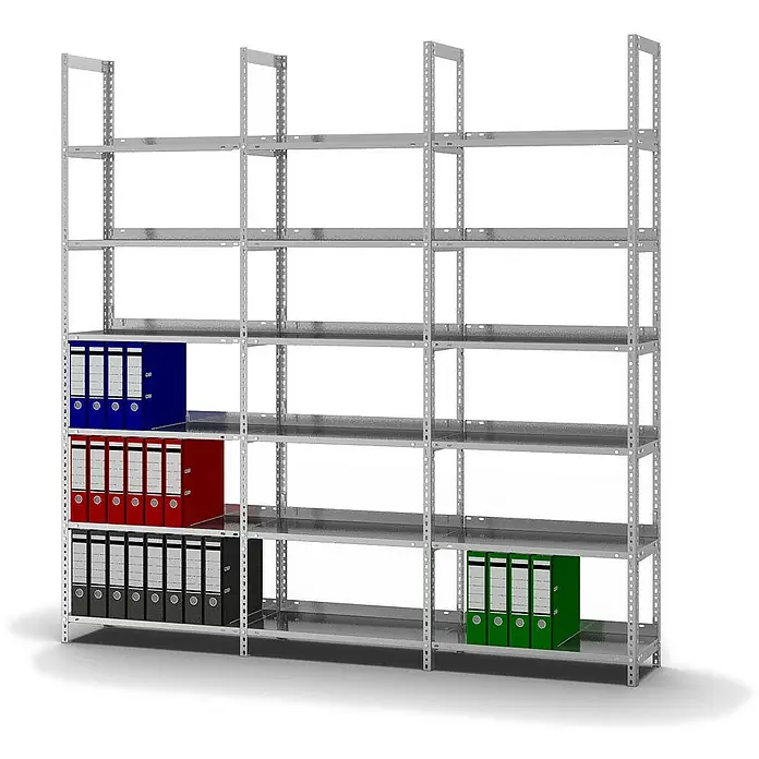 Proregal Aktenregal MAGNUS Schraubsystem - H x B x T: 220 x 75 x 30 cm, Traglast pro Boden: 60 kg, Anzahl Böden: 6 Stk., Schrauben, Verzinkt