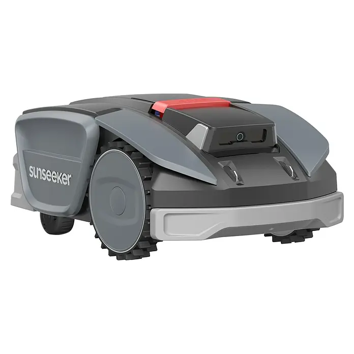 Sunseeker Mähroboter S3 - 800 m², Schnittbreite: 18 cm, Kamera-gestützte Navigation, RTK - Nahaufnahme eines Sunseeker-Robotermähers, der sich ideal für die Gartenpflege eignet und mit Präzision und Effizienz arbeitet.