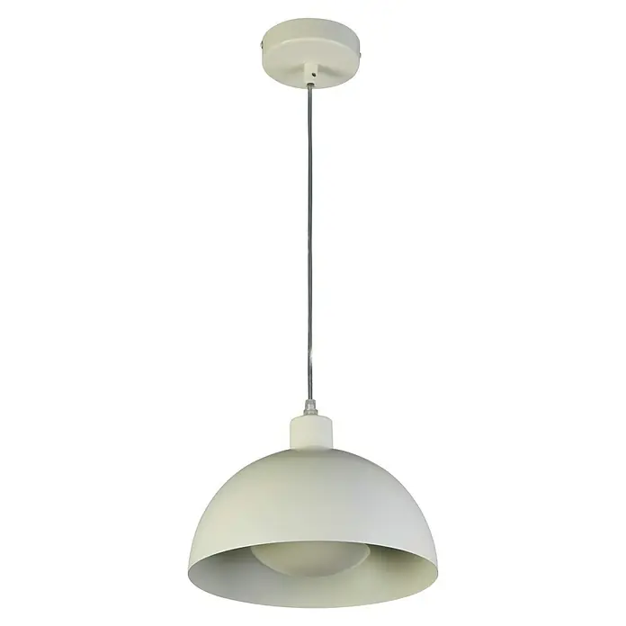 Searchlight Pendelleuchte Mars - 60 W, L x B x H: 40 x 40 x 25,5 cm, Creme, E27 - Weiße Hängelampe mit einem halbkugelförmigen Schirm, die für eine stilvolle Beleuchtung sorgt und jedem Raum eine moderne Note verleiht.