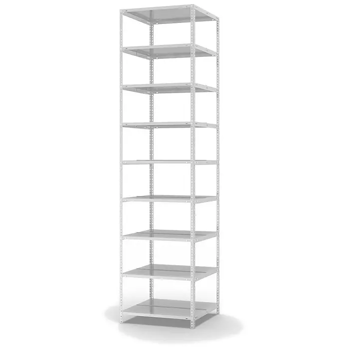 Proregal Aktenregal MAGNUS Schraubsystem - H x B x T: 290 x 75 x 60 cm, Traglast pro Boden: 90 kg, Anzahl Böden: 9 Stk., Schrauben, Lichtgrau