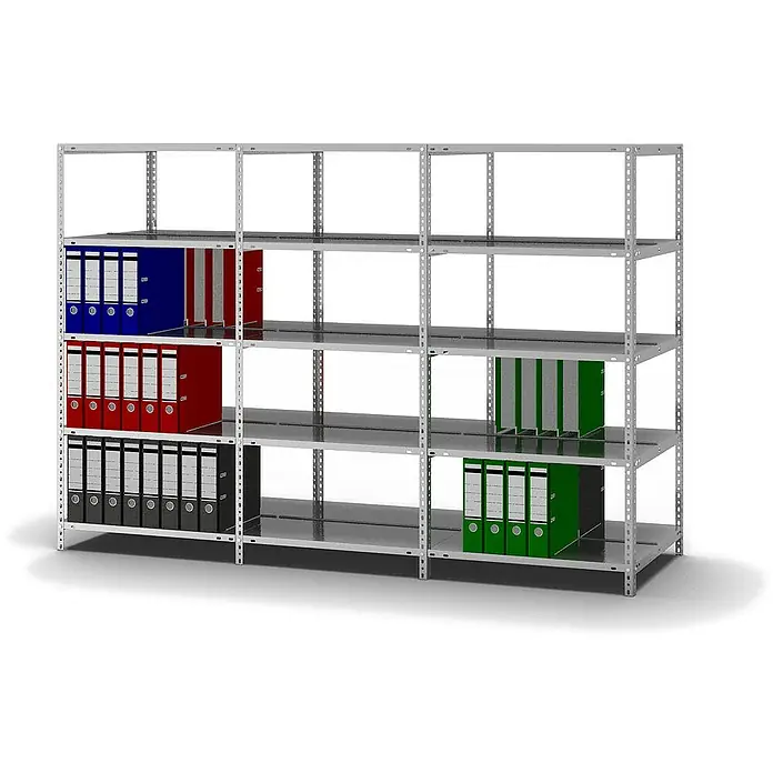 Proregal Aktenregal MAGNUS Schraubsystem - H x B x T: 150 x 75 x 60 cm, Traglast pro Boden: 90 kg, Anzahl Böden: 5 Stk., Schrauben, Verzinkt
