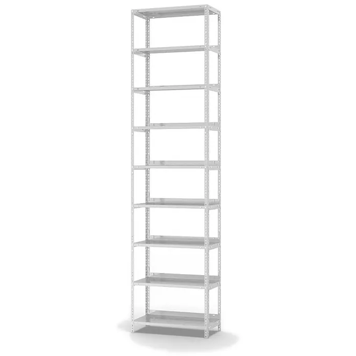 Proregal Aktenregal MAGNUS Schraubsystem - H x B x T: 290 x 75 x 30 cm, Traglast pro Boden: 60 kg, Anzahl Böden: 9 Stk., Schrauben, Lichtgrau