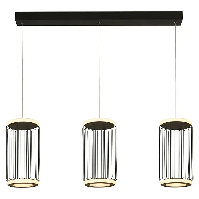 Searchlight LED-Pendelleuchte Circolo - 35 W, L x B x H: 90 x 30 x 30 cm, Schwarz/ Weiß, Warmweiß - Elegante Pendelleuchte mit drei zylindrischen Lampenschirmen und warmem Licht. Ein stilvolles Beleuchtungselement für jeden Raum.