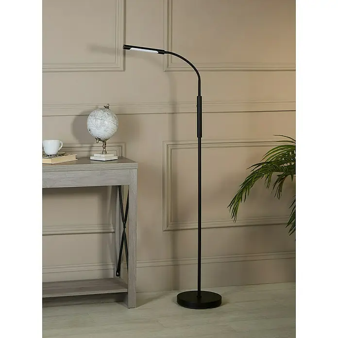 Searchlight LED-Stehleuchte Plume - 5 W, Höhe: 160 cm, Schwarz - Elegante schwarze Stehlampe mit gebogenem Design und moderner LED-Beleuchtung für stilvolle Raumakzente.