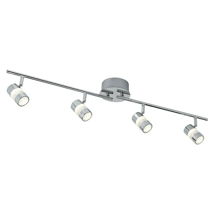 Searchlight LED-Deckenleuchte Bubbles - 21,2 W, L x B x H: 90 x 13 x 17 cm, Chrom, Warmweiß - Moderne Chrom-Deckenleuchte mit vier Strahlern und dekorativen Glaselementen, die eine helle und stilvolle Beleuchtungslösung bietet.