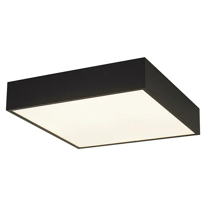 Searchlight LED-Deckenleuchte Zeus - 16 W, L x B x H: 30 x 30 x 6 cm, Schwarz, Warmweiß - Moderne Deckenleuchte mit quadratischer, flächenbündiger LED-Beleuchtung und dunklem Rahmen für eine stilvolle Raumausleuchtung.