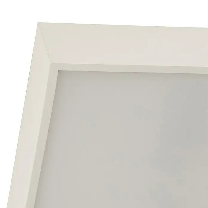 Searchlight LED-Deckenleuchte Zeus - 16 W, L x B x H: 30 x 30 x 6 cm, Weiß, Warmweiß - Detailaufnahme eines weißen Bilderrahmens, der ein modernes und schlichtes Design für Fotos und Kunstwerke bietet.