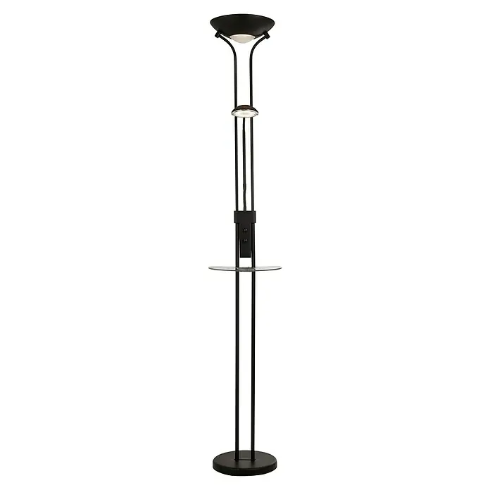 Searchlight LED-Stehleuchte Mother & Child Inkl. Handyladestation - 22,4 W, Höhe: 1,8 cm, Schwarz, Warmweiß - Elegante Stehlampe mit zwei Lampen und einem praktischen Ablagetisch. Das moderne Design passt perfekt in jedes Wohnzimmer.