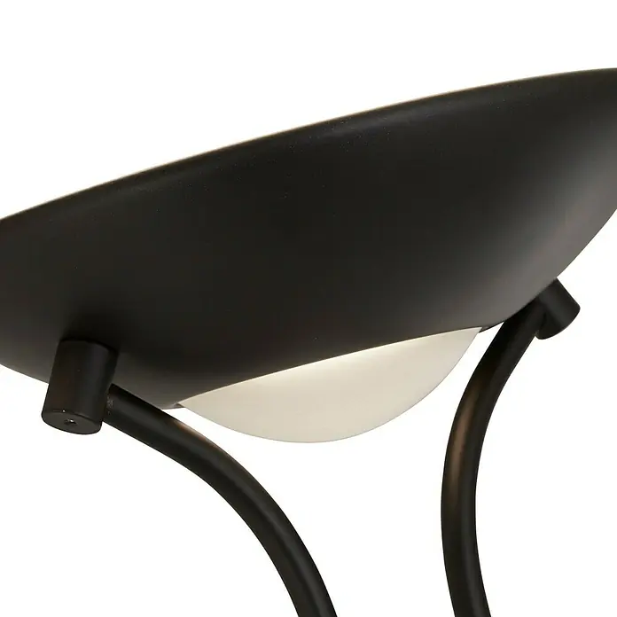 Searchlight LED-Stehleuchte Mother & Child Inkl. Handyladestation - 22,4 W, Höhe: 1,8 cm, Schwarz, Warmweiß - Nahaufnahme einer eleganten schwarzen Lampe mit geschwungenen Armen und sanftem, diffusem Licht. Stilvolle Beleuchtung für modernes Ambiente.