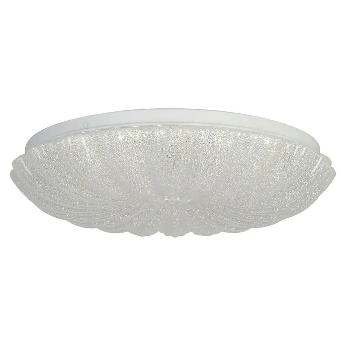 Searchlight LED-Deckenleuchte rund Pandora - 25 W, Ø x H: 33 x 7 cm, Klar, Warmweiß - Nahaufnahme einer weißen Deckenleuchte mit einem glitzernden, kreisförmigen Design.