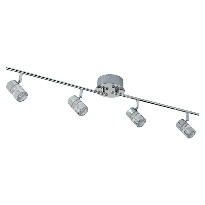 Searchlight LED-Deckenleuchte Bubbles - 21,2 W, L x B x H: 90 x 13 x 17 cm, Chrom, Warmweiß - Silberne LED-Deckenleuchte mit vier Strahlern auf einer Schiene. Perfekt zur flexiblen Ausleuchtung von Wohnräumen.