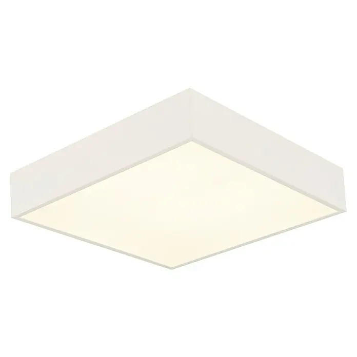 Searchlight LED-Deckenleuchte Zeus - 16 W, L x B x H: 30 x 30 x 6 cm, Weiß, Warmweiß - Eine quadratische LED-Deckenleuchte in Weiß, die ein helles und gleichmäßiges Licht spendet, ideal für moderne Wohnräume und Büros.