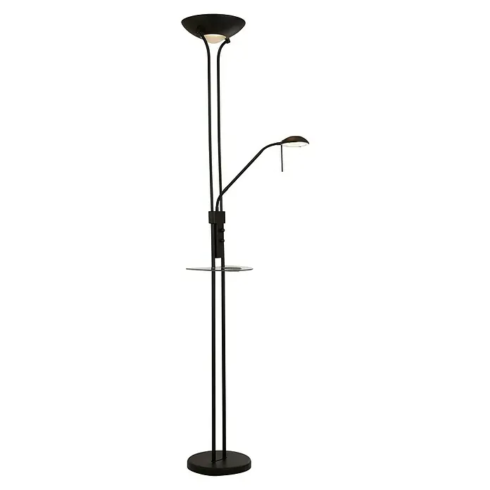 Searchlight LED-Stehleuchte Mother & Child Inkl. Handyladestation - 22,4 W, Höhe: 1,8 cm, Schwarz, Warmweiß - Elegante Stehlampe in Schwarz mit zwei Leuchten und Ablagefläche für stilvolle Beleuchtung und praktische Nutzung im Raum.