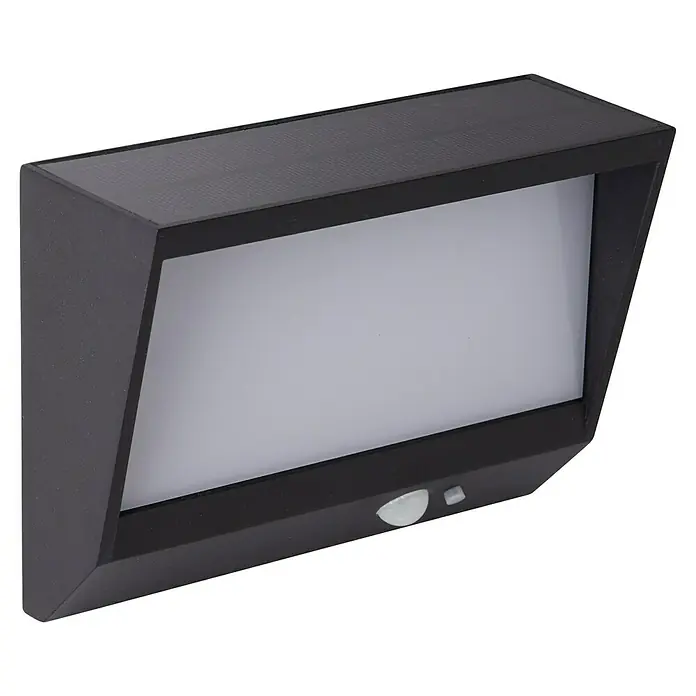 Searchlight Solar-Außenwandleuchte - 2 W, L x B x H: 18,8 x 18,8 x 25,3 cm, Schwarz, IP54 - Schwarze Solarleuchte mit Bewegungsmelder. Ideal für Außenbereiche und zur Beleuchtung von Wegen.