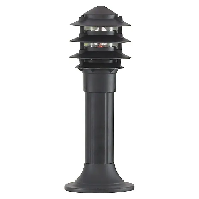 Searchlight Außenwegeleuchte Bollards - 60 W, Farbe Gehäuse: Schwarz, 17 x 17 x 45 cm, Ohne Leuchtmittel - Elegante schwarze Gartenleuchte. Die Lampe mit abgestuften Schirm spendet warmes Licht für Außenbereiche und sorgt für stimmungsvolle Beleuchtung.
