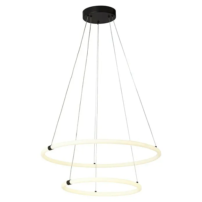 Searchlight LED-Pendelleuchte rund Revolve - 24 W, Schwarz/ Weiß, Warmweiß - Diese moderne Pendelleuchte besticht durch ihr einzigartiges Design mit kreisförmigen Elementen und einer eleganten Aufhängung.