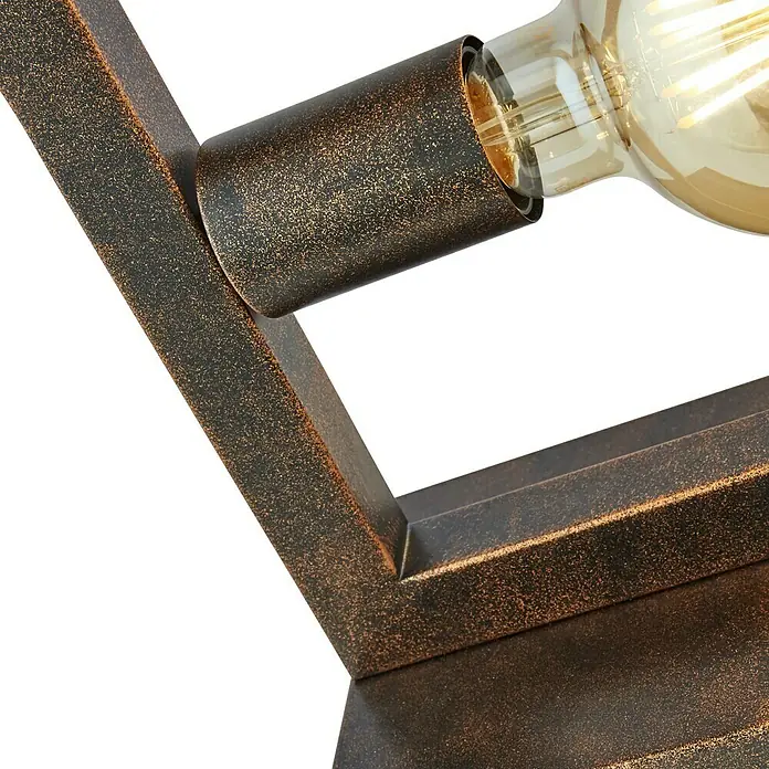 Searchlight Tischleuchte Oblong - 60 W, L x B x H: 12 x 28 x 46 cm, Braun, E27 - Nahaufnahme einer stilvollen bronzefarbenen Lampe mit einem dekorativen Leuchtmittel, das warmes Licht ausstrahlt.