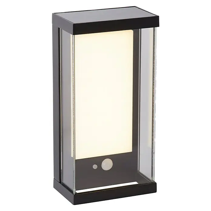 Searchlight Solar-Außenwandleuchte - 2 W, L x B x H: 12,6 x 12,6 x 25,3 cm, Schwarz, IP54 - Eine stilvolle Außenleuchte mit Bewegungsmelder in einem modernen Design. Sie bietet optimale Beleuchtung und Sicherheit für den Außenbereich.