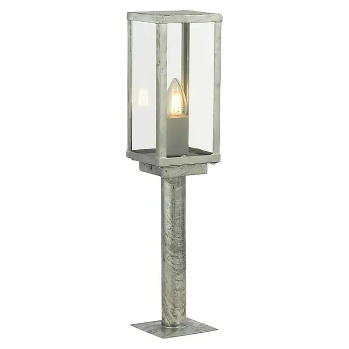 Searchlight Kandelaber Box II - 60 W, Farbe Gehäuse: Silber, 11 x 11 x 50 cm, Mit Leuchtmittel - Eine stilvolle, silberfarbene Gartenlampe mit einem klaren, kastenförmigen Design und einem dekorativen Leuchtmittel, die jedem Außenbereich einen Hauch von Eleganz verleiht.