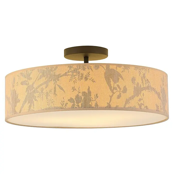 Searchlight Deckenleuchte Isla - 40 W, L x B x H: 54,5 x 54,5 x 23 cm, Braun, E27 - Elegante Deckenleuchte mit floralem Muster. Die Lampe sorgt für eine angenehme und stilvolle Beleuchtung in jedem Raum.