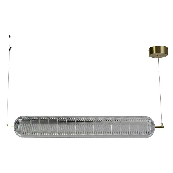 Searchlight LED-Pendelleuchte Capsule - 42,5 W, L x B x H: 108 x 15 x 15 cm, Messing, Warmweiß - Elegante LED-Hängeleuchte mit dekorativem, prismatischem Diffusor. Perfekt für stilvolle Innenräume und moderne Beleuchtungskonzepte.