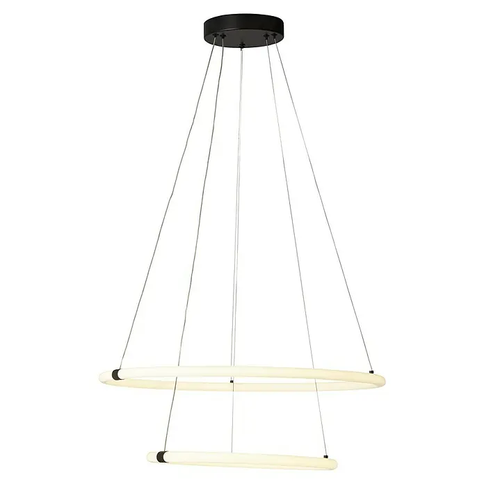 Searchlight LED-Pendelleuchte rund Revolve - 24 W, Schwarz/ Weiß, Warmweiß - Elegante, moderne Hängeleuchte mit einem einzigartigen, gestuften Design. Die Leuchte ist ideal für moderne Innenräume.