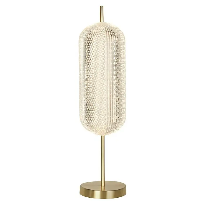 Searchlight LED-Tischleuchte Capsule - 17 W, L x B x H: 15 x 15 x 60 cm, Messing, Warmweiß - Elegante Tischleuchte mit einem zylindrischen, durchbrochenen Lampenschirm und einem goldenen Gestell. Ein stilvolles Deko-Element für jeden Raum.