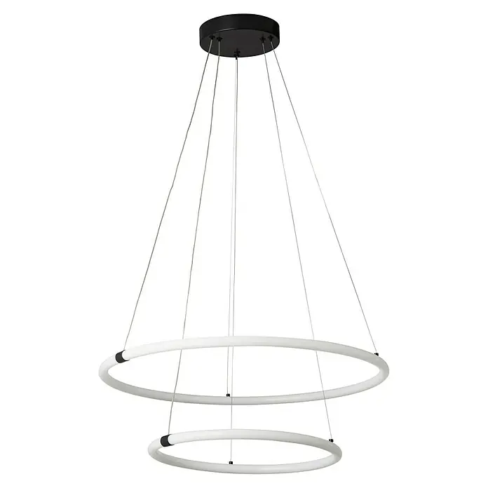 Searchlight LED-Pendelleuchte rund Revolve - 24 W, Schwarz/ Weiß, Warmweiß - Moderne Pendelleuchte mit drei Ringen und einem einzigartigen Design. Die Leuchte ist ein echter Hingucker in jedem Raum.
