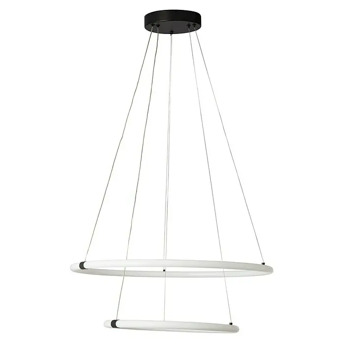 Searchlight LED-Pendelleuchte rund Revolve - 24 W, Schwarz/ Weiß, Warmweiß - Ein eleganter, mehrstufiger Deckenleuchter, der mit seinem modernen Design jeden Raum aufwertet. Die Lampe sorgt für stilvolle Beleuchtung.