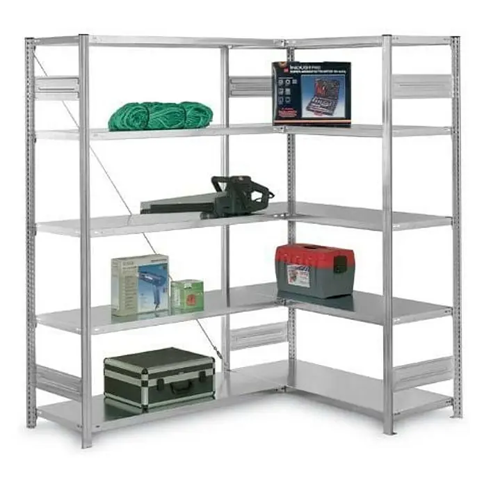 Proregal Eckregal MAGNUS Stecksystem - H x B x T: 250 x 130 x 40 cm, Traglast pro Boden: 124 kg, Anzahl Böden: 6 Stk., Stecken, Verzinkt