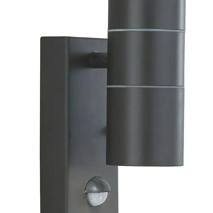 Searchlight LED-Außenwandleuchte Metro - 35 W, 7 x 7 x 21 cm, Schwarz, IP44 - Moderne schwarze Außenwandleuchte mit Bewegungsmelder. Die perfekte Beleuchtung für Ihren Eingangsbereich oder Garten.